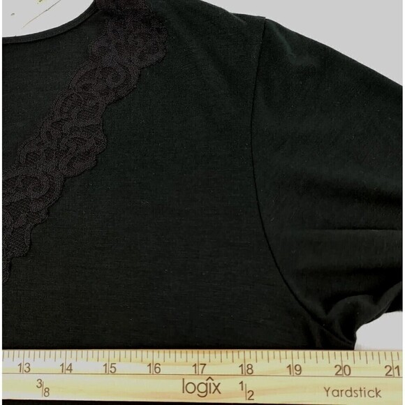 Natori Congo Pajama Top Womens Large Black Loungewear Lace Long Sleeve Pj Shirt - Picture 6 of 9